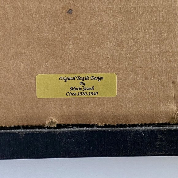 c1920-1940 Marie Szach Original Ink Textile Design Framed Drawing 12.5x15.5in - Picture 6 of 6